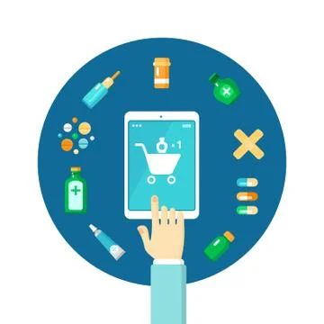 Pharmacy Online Composition Stock Illustration