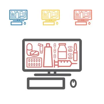 Pharmacy Online. Line icon. Ordering drugs. Vector signs for web graphics. Stock-Illustration