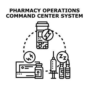 Pharmacy operations command center system management Stock Illustration