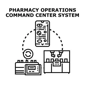 Pharmacy operations command center system illustration Stock Illustration