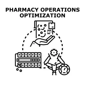 Pharmacy operations optimization delivering efficient medication management Stock Illustration