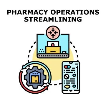 Pharmacy operations streamlining process vector icon concept Stockillustratie