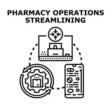 Pharmacy operations streamlining process vector icon concept Stock Illustration
