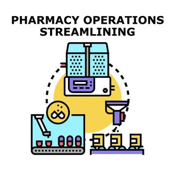 Pharmacy operations streamlining process vector concept Stock Illustration