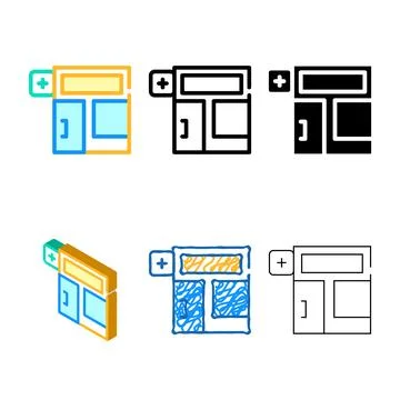 Pharmacy pack store building color icon vector Ilustración de archivo
