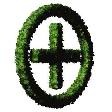 Pharmacy Plus with ring, sign made from green leaves Illustrazione stock