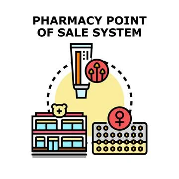 Pharmacy point of sale system concept vector Stock Illustration