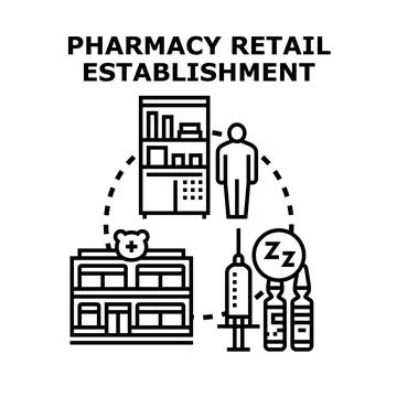 Pharmacy retail establishment concept representing healthcare services Stock Illustration