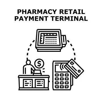 Pharmacy retail payment terminal transaction system Stock Illustration