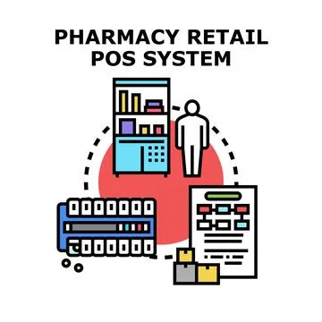 Pharmacy retail pos system concept vector illustration Stock Illustration