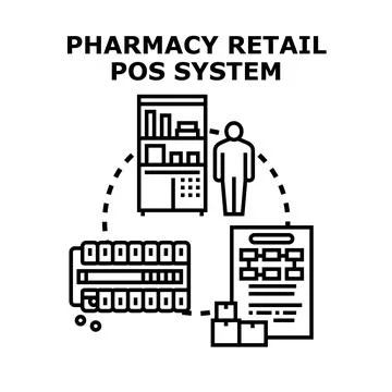 Pharmacy retail pos system concept vector illustration Stock Illustration