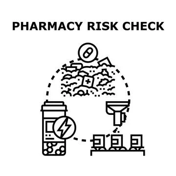 Pharmacy risk check detecting discarded medication waste Illustration