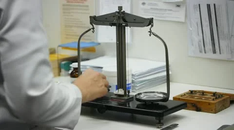 Pharmacy scales Stock Footage 14309282
