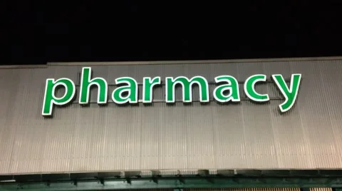 Pharmacy sign on building Stock Footage 40319814