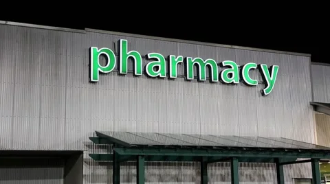 Pharmacy sign on building Stock Footage 48120866