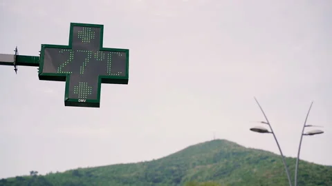 Pharmacy. The sign indicates that there is a pharmacy nearby. Stock Footage 166867516