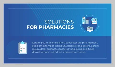 Pharmacy solutions presentation slide template Stock Illustration