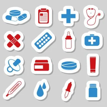 Pharmacy stickers Stock Illustration