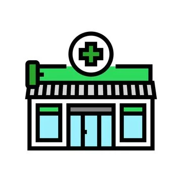 Pharmacy store color icon vector illustration Stock Illustration