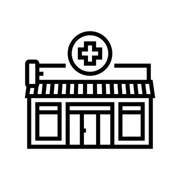 Pharmacy store line icon vector illustration Stock Illustration