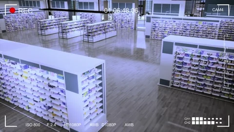 Pharmacy Store Video Feed From Security Camera System Stock Footage 329300563