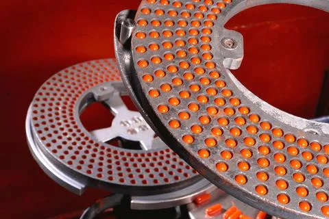 Pharmacy, table making machine Stock Photos