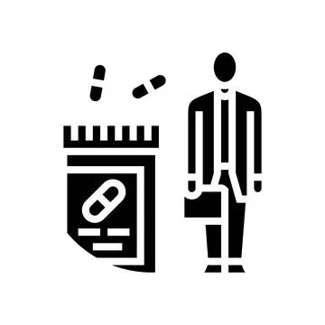 Pharmacy technician medication glyph icon vector illustration Illustrazione stock