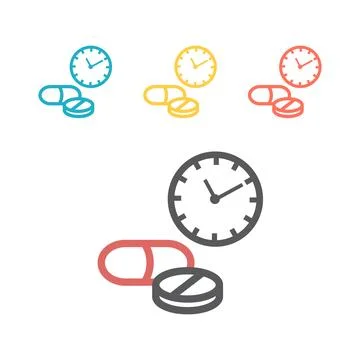 Pharmacy time logo. Line icon. Vector sign for web graphic Stock Illustration