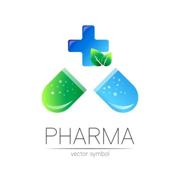 Pharmacy vector symbol with blue cross for pharmacist, pharma store, doctor and Stock Illustration