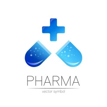 Pharmacy vector symbol with blue cross for pharmacist, pharma store, doctor and Stock Illustration