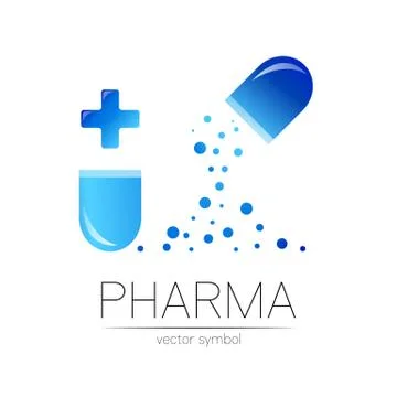 Pharmacy vector symbol with blue cross for pharmacist, pharma store, doctor and Stock Illustration