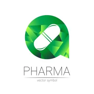 Pharmacy vector symbol for pharmacist, pharma store, doctor and medicine. Modern Stock Illustration