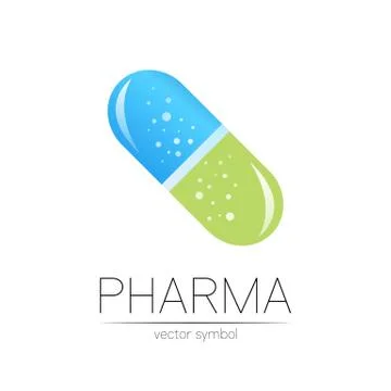 Pharmacy vector symbol for pharmacist, pharma store, doctor and medicine. Modern Stock Illustration