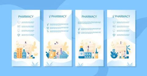 Pharmacy web banner or advert brochure. Medicine pill for disease Stock Illustration