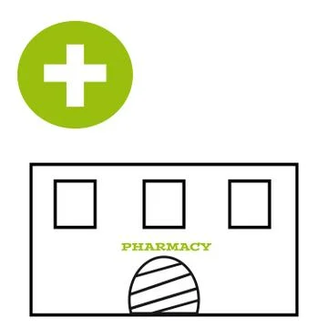 Pharmacy on white background Stock Illustration
