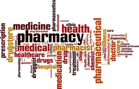 Pharmacy word cloud Stock Illustration