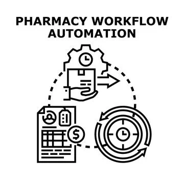 Pharmacy workflow automation optimizing order fulfillment process 스톡 일러스트