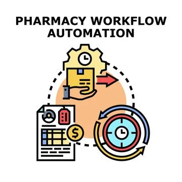 Pharmacy workflow automation optimizing order fulfillment process 库存插图
