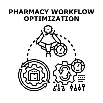 Pharmacy workflow optimization process automating logistics supply chain Stock Illustration