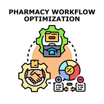 Pharmacy workflow optimization process for business management Stock Illustration