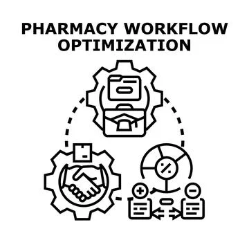 Pharmacy workflow optimization process for business management Stock Illustration