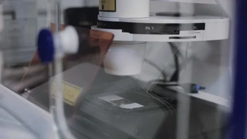 Phase Contrast Microscope Inside Laboratory Chamber, Floating Dust Particles Stock Footage 120882971