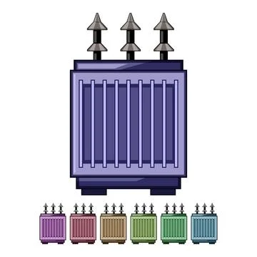 Phase electrical transformer cartoon vector graphic Stock Illustration