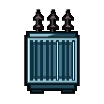 Phase electrical transformer pixel art vector illustration Illustrazione stock
