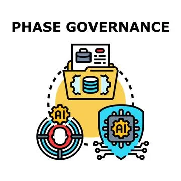 Phase governance concept developing with artificial intelligence Stock Illustration