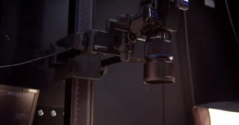 Phase One medium format camera on copy stand for high-resolution digitization. Stock Footage 313980872