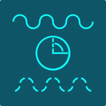 Phase Shift Icon – Rotated Angle Circle with Offset Sine Waves Stock Illustration