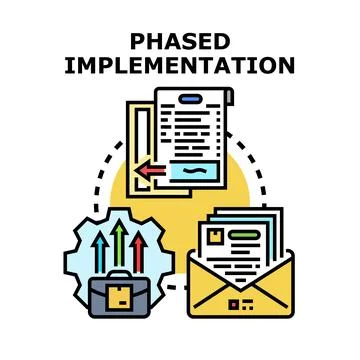 Phased implementation process showing business development strategy イラスト素材