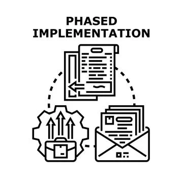Phased implementation process showing business development strategy 库存插图
