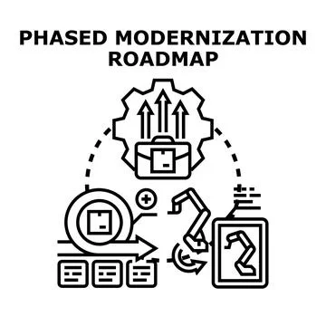 Phased modernization roadmap planning for business development Stock Illustration